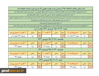 اطلاعیه حذف و اضافه 951: بازه زمان بندی حذف و اضافه نیمسال اول سال تحصیلی 96-95