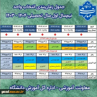 جدول_زمان‌بندی انتخاب_واحد ۰۳۱